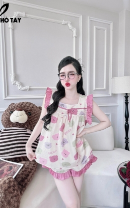 Đồ Ngủ Nữ Xốp Cổ Vuông Nơ Phối Lụa Latin